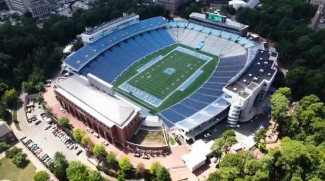 An overhead look at Kenan Stadium in Chapel Hill.